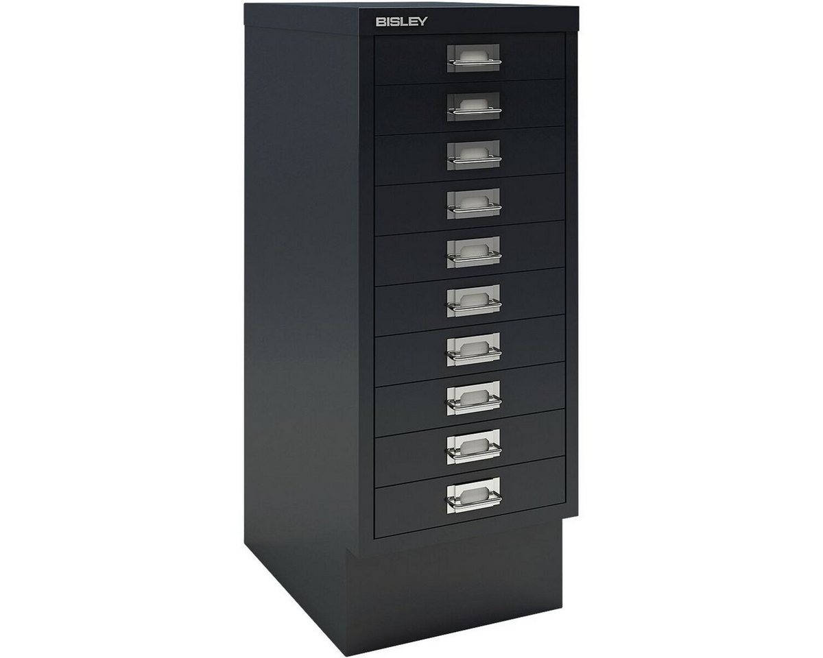 Bisley Beistellschrank MultiDrawer Schrank aus Stahl, 10 Schubladen, mit Sockel, A4 von Bisley