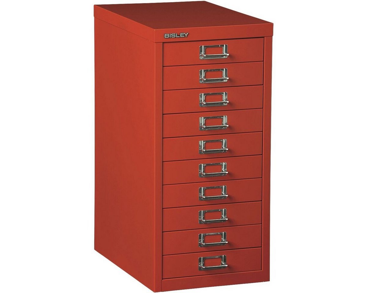 Bisley Beistellschrank MultiDrawer Schrank aus Stahl, 10 Schubladen, ohne Sockel, A4 von Bisley