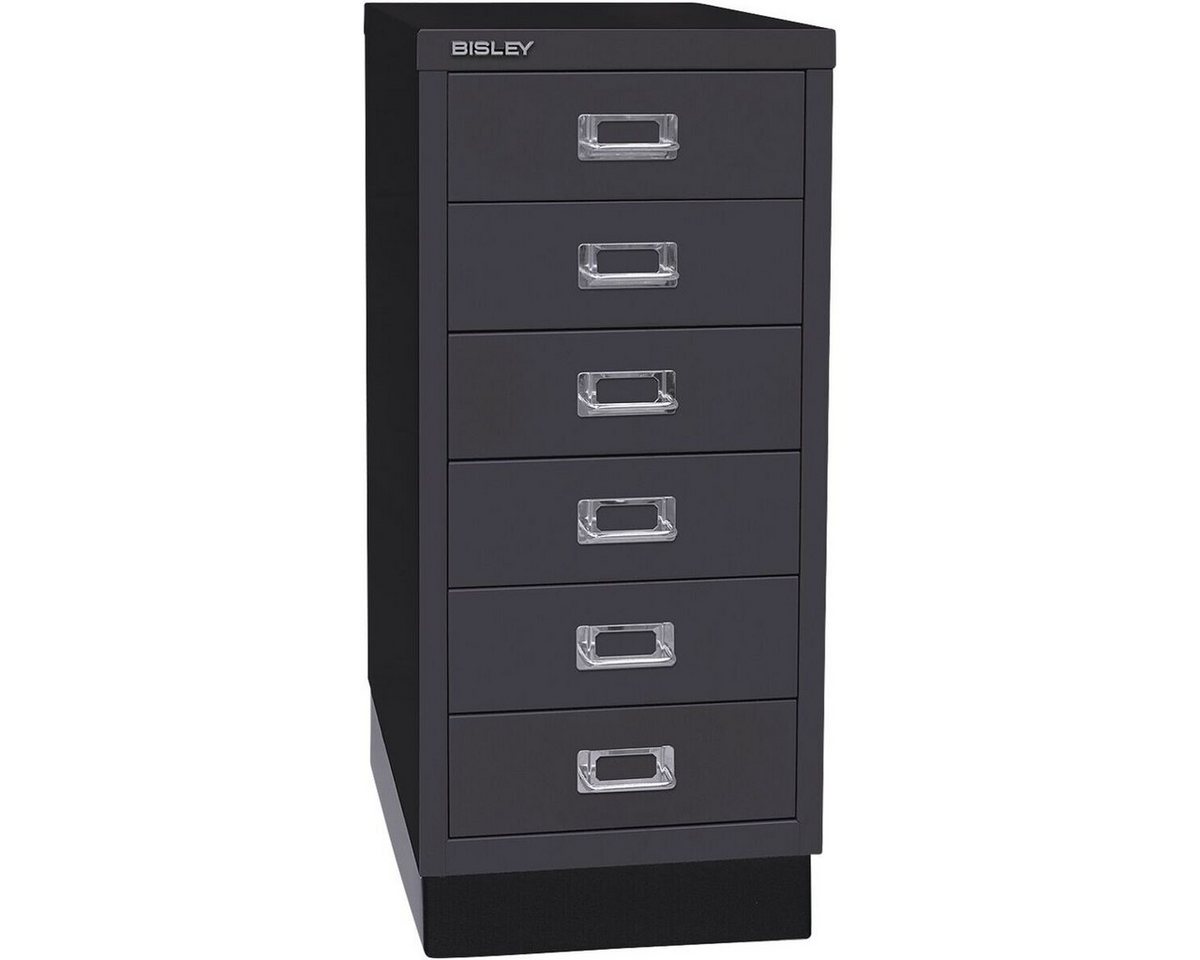 Bisley Beistellschrank MultiDrawer Schrank aus Stahl, 6 Schubladen, mit Sockel, A4 von Bisley