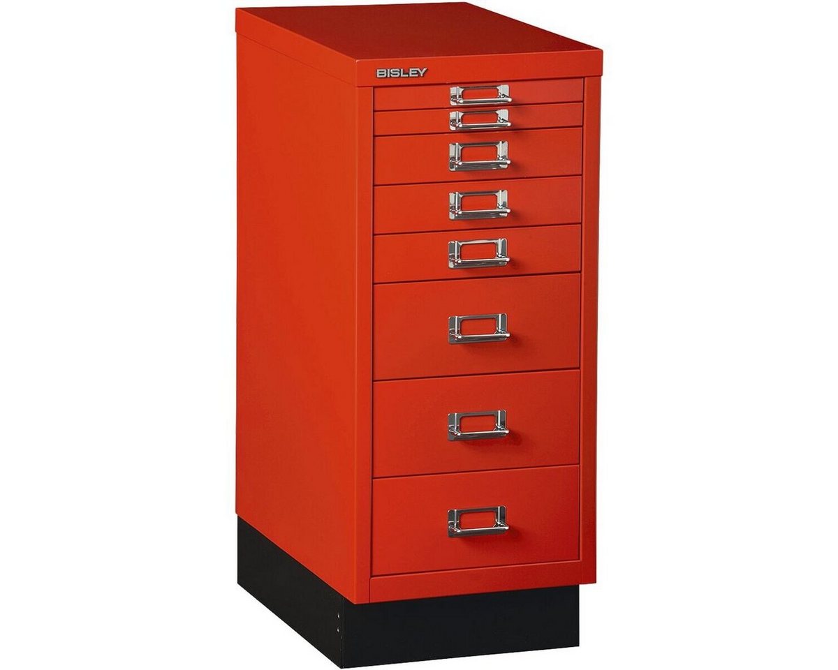 Bisley Beistellschrank MultiDrawer Schrank aus Stahl, 8 Schubladen, mit Sockel, A4 von Bisley