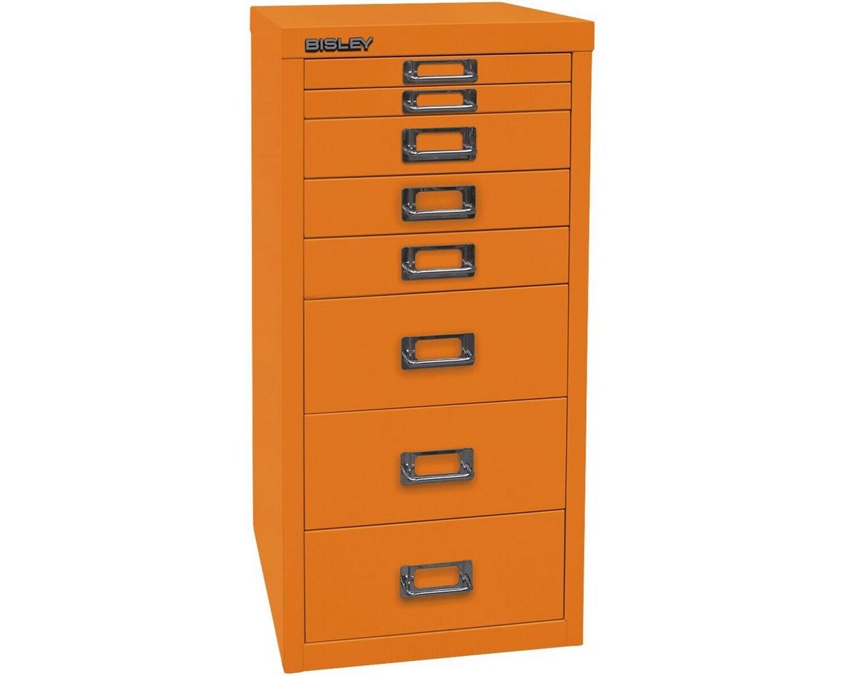 Bisley Beistellschrank MultiDrawer Schrank aus Stahl, 8 Schubladen, ohne Sockel, A4 von Bisley