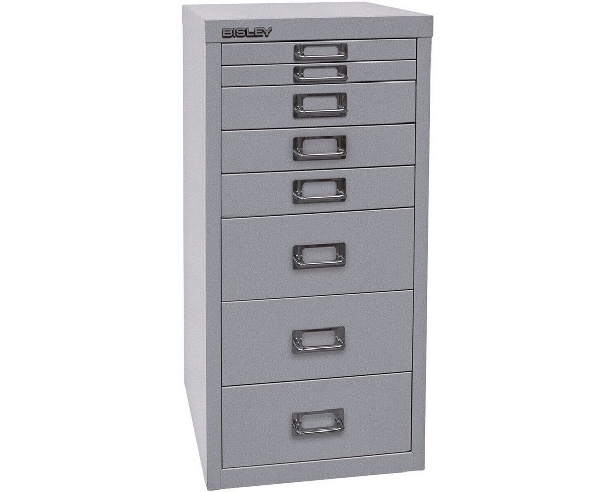 Bisley Beistellschrank MultiDrawer Schrank aus Stahl, 8 Schubladen, ohne Sockel, A4 von Bisley