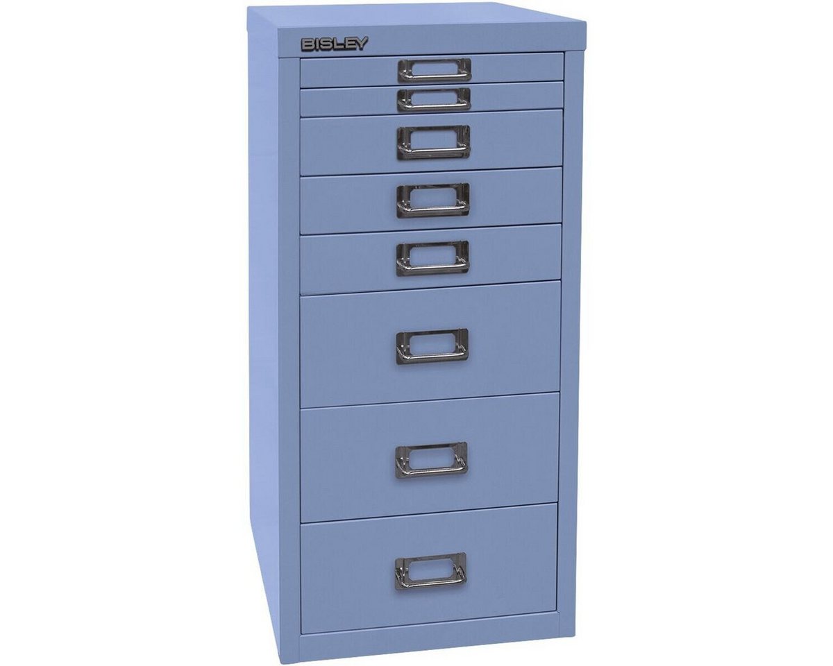 Bisley Beistellschrank MultiDrawer Schrank aus Stahl, 8 Schubladen, ohne Sockel, A4 von Bisley