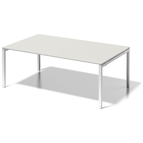 BISLEY Cito Chefarbeitsplatz/Konferenztisch, 650-850 mm höheneinstellbares U-Gestell, Metall, Gw396 Dekor Grauweiß, Gestell Verkehrsweiß, 120 x 200 x 85 cm von BISLEY