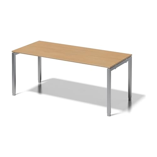 BISLEY Cito Schreibtisch, 650-850 mm höheneinstellbares U-Gestell, Metall, Bc355 Dekor Buche, Gestell Silber, 80 x 180 x 85 cm von BISLEY