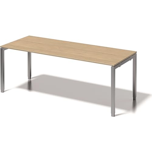 BISLEY Cito Schreibtisch, 650-850 mm höheneinstellbares U-Gestell, Metall, Mp355 Dekor Ahorn, Gestell Silber, 80 x 200 x 85 cm von BISLEY