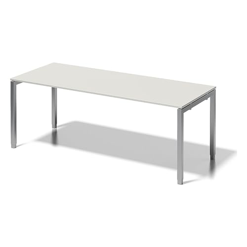 BISLEY Cito Schreibtisch, 650-850 mm höheneinstellbares U-Gestell, Metall, Gw355 Dekor Grauweiß, Gestell Silber, 80 x 200 x 85 cm von BISLEY