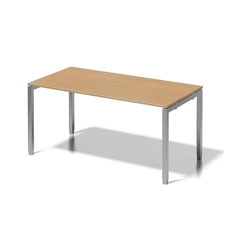 BISLEY Cito Schreibtisch, 650-850 mm höheneinstellbares U-Gestell, Metall, Bc355 Dekor Buche, Gestell Silber, 80 x 160 x 85 cm von BISLEY