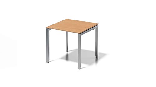 BISLEY Cito Schreibtisch, 650-850 mm höheneinstellbares U-Gestell, Metall, Bc355 Dekor Buche, Gestell Silber, 80 x 80 x 85 cm von BISLEY