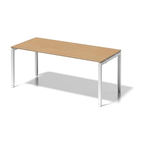 BISLEY Cito Schreibtisch, 650-850 mm höheneinstellbares U-Gestell, Metall, Bc396 Dekor Buche, Gestell Verkehrsweiß, 80 x 180 x 85 cm von BISLEY