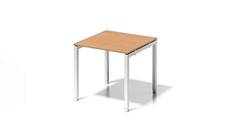 BISLEY Cito Schreibtisch, 650-850 mm höheneinstellbares U-Gestell, Metall, Bc396 Dekor Buche, Gestell Verkehrsweiß, 80 x 80 x 85 cm von BISLEY