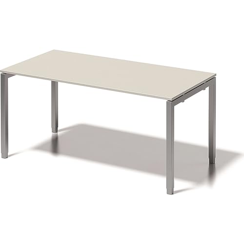 BISLEY Cito Schreibtisch, 650-850 mm höheneinstellbares U-Gestell, Metall, Gw355 Dekor Grauweiß, Gestell Silber, 80 x 160 x 85 cm von BISLEY