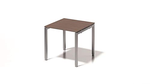 BISLEY Cito Schreibtisch, 650-850 mm höheneinstellbares U-Gestell, Metall, Wn355 Dekor Nußbaum, Gestell Silber, 80 x 80 x 85 cm von BISLEY