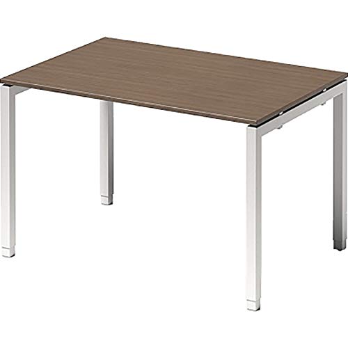 BISLEY Cito Schreibtisch, 650-850 mm höheneinstellbares U-Gestell, Metall, Wn396 Dekor Nußbaum, Gestell Verkehrsweiß, 80 x 120 x 85 cm von BISLEY