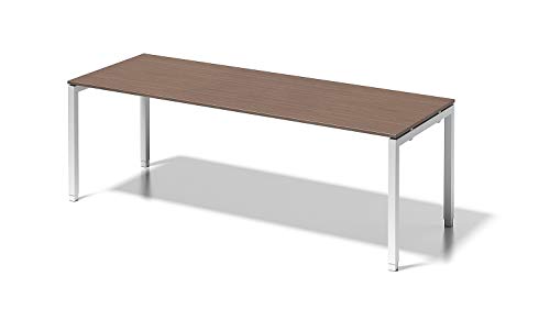 BISLEY Cito Schreibtisch, 650-850 mm höheneinstellbares U-Gestell, Metall, Wn396 Dekor Nußbaum, Gestell Verkehrsweiß, 80 x 220 x 85 cm von BISLEY