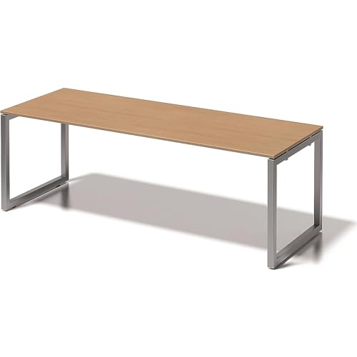 BISLEY Cito Schreibtisch, 740 mm höhenfixes O-Gestell, Metall, Bc355 Dekor Buche, Gestell Silber, 80 x 220 x 85 cm von BISLEY