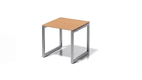 BISLEY Cito Schreibtisch, 740 mm höhenfixes O-Gestell, Metall, Bc355 Dekor Buche, Gestell Silber, 80 x 80 x 85 cm von BISLEY