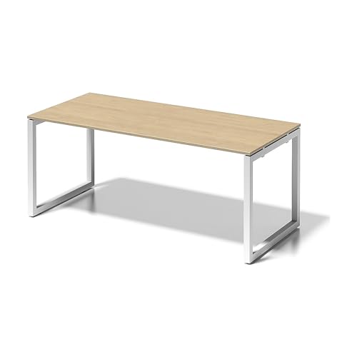 BISLEY Cito Schreibtisch, 740 mm höhenfixes O-Gestell, Metall, Mp396 Dekor Ahorn, Gestell Verkehrsweiß, 80 x 180 x 85 cm von BISLEY