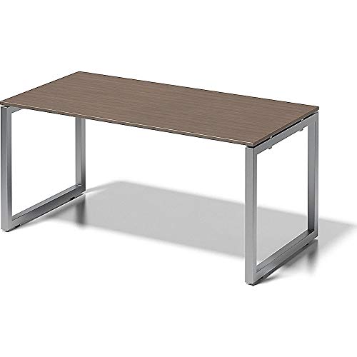 BISLEY Cito Schreibtisch, 740 mm höhenfixes O-Gestell, Metall, Wn355 Dekor Nußbaum, Gestell Silber, 80 x 160 x 85 cm von BISLEY