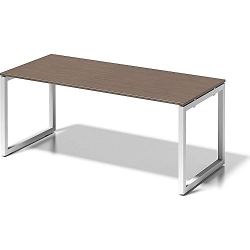 BISLEY Cito Schreibtisch, 740 mm höhenfixes O-Gestell, Metall, Wn396 Dekor Nußbaum, Gestell Verkehrsweiß, 80 x 180 x 85 cm von BISLEY