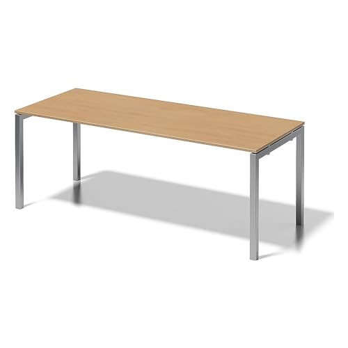 BISLEY Cito Schreibtisch, 740 mm höhenfixes U-Gestell, Metall, Bc355 Dekor Buche, Gestell Silber, 80 x 200 x 85 cm von BISLEY