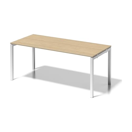 BISLEY Cito Schreibtisch, 740 mm höhenfixes U-Gestell, Metall, Mp396 Dekor Ahorn, Gestell Verkehrsweiß, 80 x 180 x 85 cm von BISLEY