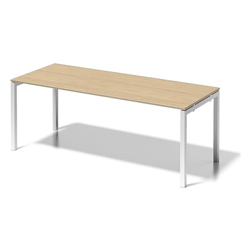 BISLEY Cito Schreibtisch, 740 mm höhenfixes U-Gestell, Metall, Mp396 Dekor Ahorn, Gestell Verkehrsweiß, 80 x 200 x 85 cm von BISLEY