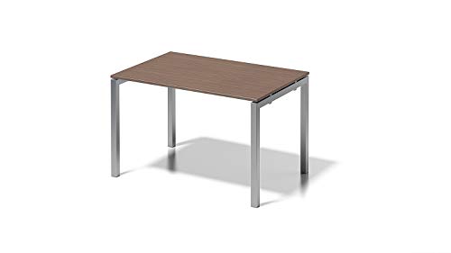 BISLEY Cito Schreibtisch, 740 mm höhenfixes U-Gestell, Metall, Wn355 Dekor Nußbaum, Gestell Silber, 80 x 120 x 85 cm von BISLEY