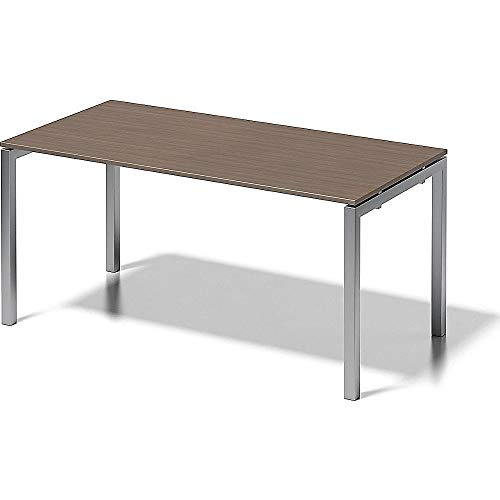 BISLEY Cito Schreibtisch, 740 mm höhenfixes U-Gestell, Metall, Wn355 Dekor Nußbaum, Gestell Silber, 80 x 160 x 74 cm von BISLEY