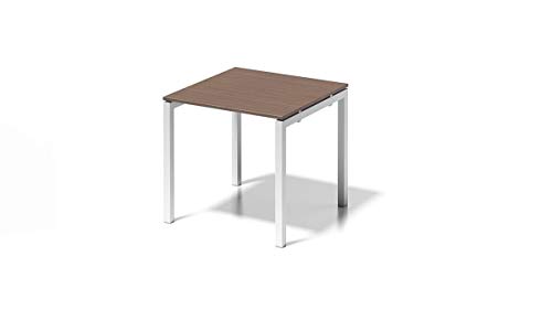 BISLEY Cito Schreibtisch, 740 mm höhenfixes U-Gestell, Metall, Wn396 Dekor Nußbaum, Gestell Verkehrsweiß, 80 x 80 x 74 cm von BISLEY