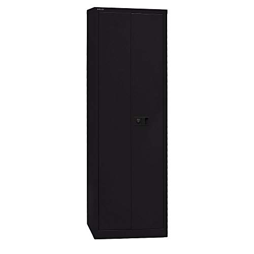 BISLEY Flügeltürenschrank Universal, 4 Fachböden, 5 OH, B 600 mm, Metall, 633 Schwarz, 40 x 60 x 195 cm von BISLEY