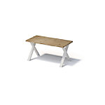 Bisley Fortis Table Regular, 1600 x 800 mm, gerade Kante, geölte Oberfläche, X-Gestell, Oberfläche: P natürlich / Gestellfarbe: 396 verkehrsweiß von Bisley