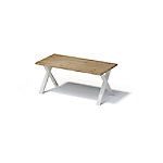 Bisley Fortis Table Regular, 1800 x 900 mm, gerade Kante, geölte Oberfläche, X-Gestell, Oberfläche: P natürlich / Gestellfarbe: 396 verkehrsweiß von Bisley