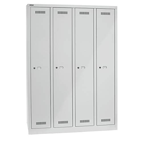 BISLEY MonoBloc Garderobenschrank, 4 Abteile, je 1 Fach, Metall, 645 Lichtgrau, 50 x 118.3 x 170 cm von BISLEY