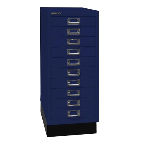 BISLEY MultiDrawer, 29er Serie mit Sockel, DIN A4, 10 Schubladen, Metall, 639 Oxfordblau, 38 x 27.9 x 67 cm von BISLEY