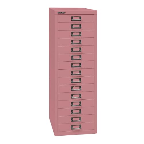 BISLEY MultiDrawer, 39er Serie, DIN A4, 15 Schubladen, Metall, 601 Pink, 38 x 27.9 x 86 cm von BISLEY