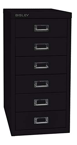 BISLEY MultiDrawer, 29er Serie, DIN A4, 6 Schubladen, Metall, 633 Schwarz, 38 x 27.9 x 59 cm von BISLEY