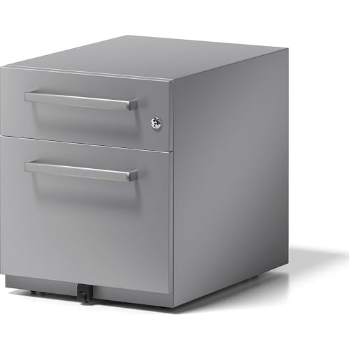 BISLEY Rollcontainer Note mit Griff, 1 Universalschublade, 1 HR-Schublade, Metall, 355 Silber, 56.5 x 42 x 49.5 cm von BISLEY