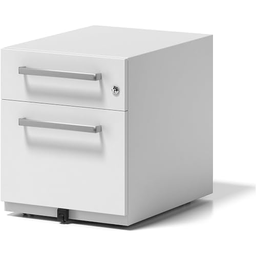 BISLEY Rollcontainer Note mit Griff, 1 Universalschublade, 1 HR-Schublade, Metall, 696 Verkehrsweiß, 56.5 x 42 x 49.5 cm von BISLEY