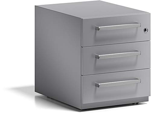 BISLEY Rollcontainer Note mit Griff, 3 Universalschubladen, Metall, 355 Silber, 56.5 x 42 x 49.5 cm von BISLEY