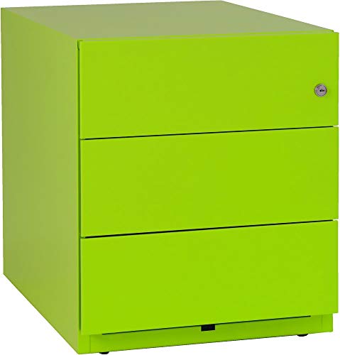 BISLEY Rollcontainer Note mit Griffleiste, 3 Universalschubladen, Metall, 604 Grün, 56.5 x 42 x 49.5 cm von BISLEY