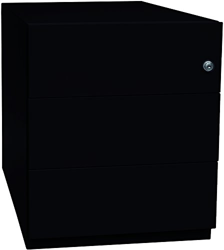 BISLEY Rollcontainer Note mit Griffleiste, 3 Universalschubladen, Metall, 633 Schwarz, 56.5 x 42 x 49.5 cm von BISLEY