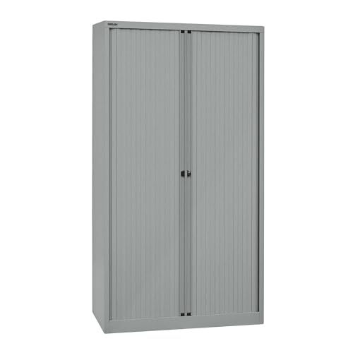 BISLEY Rollladenschrank EuroTambour, 4 Fachböden, 5 OH, Metall, Sl355 Rollladen/Korpus Silber, 43 x 100 x 198 cm von BISLEY