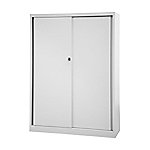 Bisley Schiebetürenschrank ECO, 3 Fachböden, 4 OH, Farbe lichtgrau, H 1637 x B 1200 x T 430 mm von Bisley