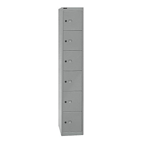 BISLEY Schließfachschrank Office, 1 Abteil, 6 Fächer, T 457 mm, Metall, 355 Silber, 45.7 x 30.5 x 180.2 cm von BISLEY