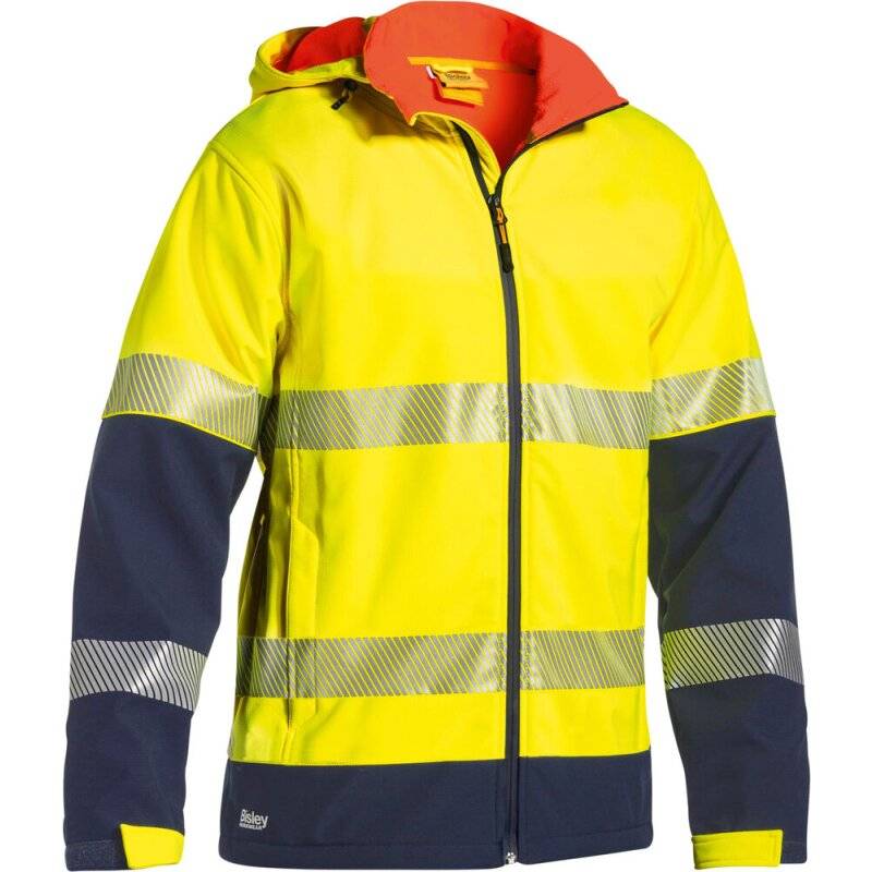 Bisley Warnschutz-Kapuzenjacke HI VIS RIPSTOP gefütterte Regenjacke gelb/navy XL von Bisley