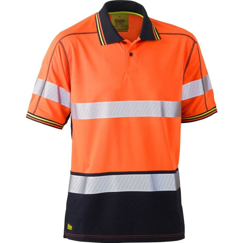 Bisley Warnschutz-Poloshirt HI VIS MESH atmungsaktives Cool-Mesh-Gewebe orange 2XL von Bisley