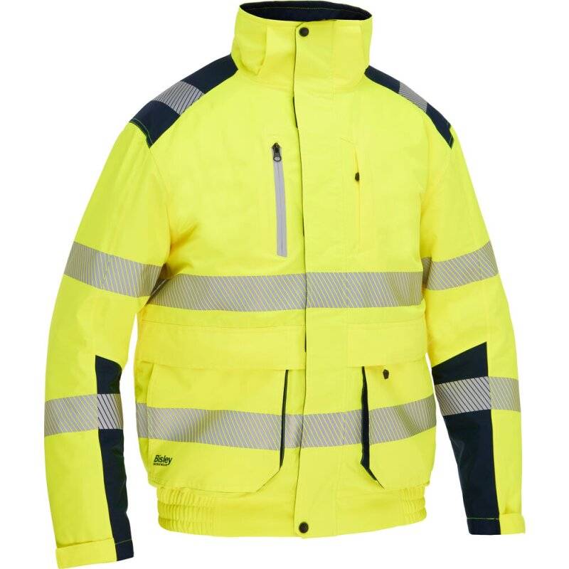 Bisley Warnschutzjacke HI VIS ERIC wasserdicht mit abnehmbarer Kapuze gelb L von Bisley