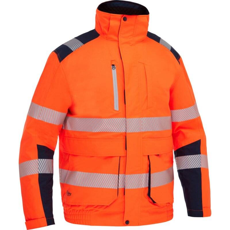 Bisley Warnschutzjacke HI VIS ERIC wasserdicht mit abnehmbarer Kapuze orange M von Bisley
