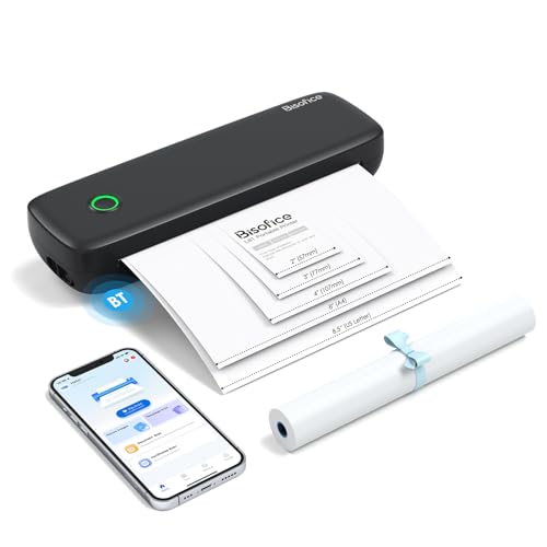 Bisofice L81 Mobiler Tragbarer Drucker Bluetooth Thermodrucker A4 Mobiler Drucker A4 Klein Kompakt Portable Printer Unterstützen Thermopapier A4, Kompatibel mit Android iOS Mac von Bisofice